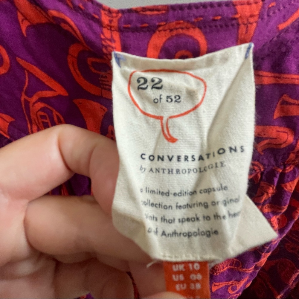Anthropologie Conversations Horn Print Button Front Blouse Size 6 - Picture 5 of 9
